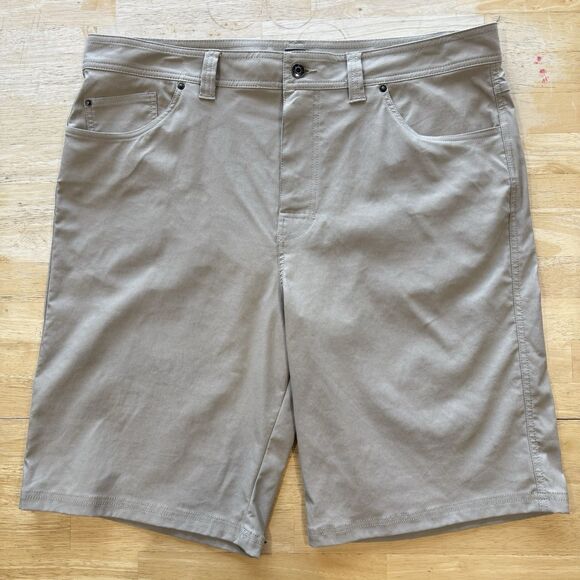 Prana Brion Short II Mens 38 Beige Standard Fit 11” Casual Everyday Stretchy EUC - Picture 2 of 12